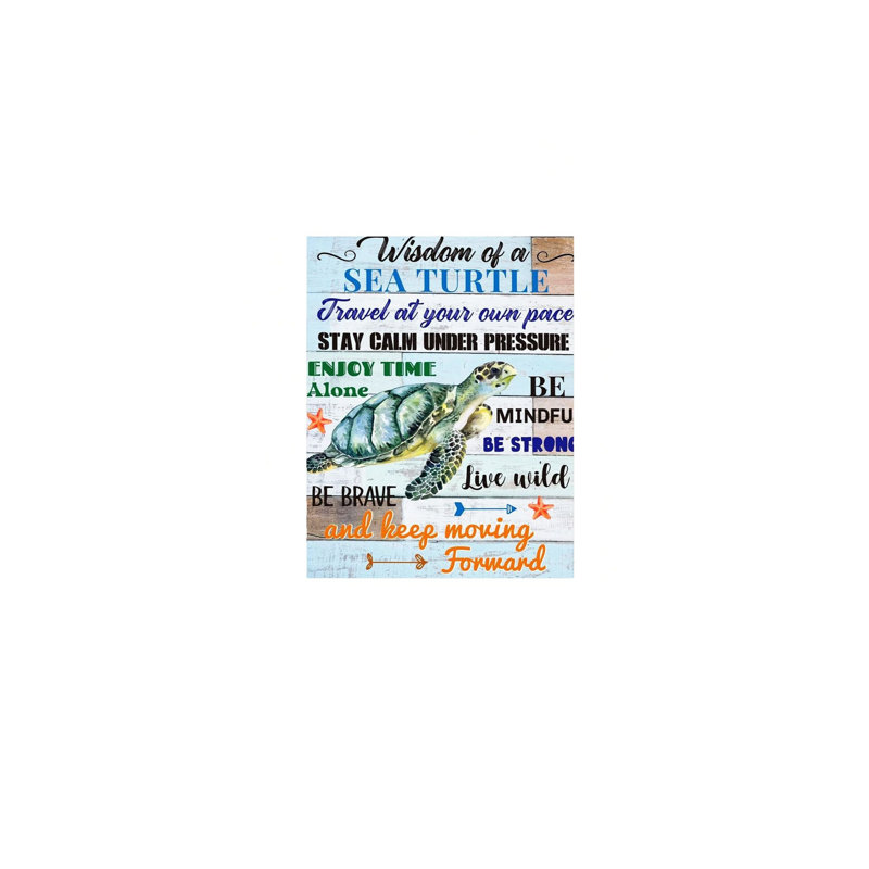 Décoration de tortue de mer bleue 16 po x 24 po, toile de fond en bois massif Friends