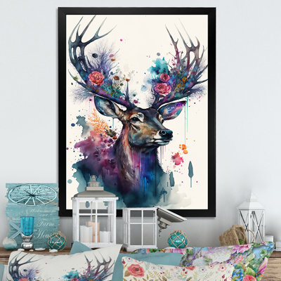 Mignon cerf Floral II - peinture sur toile