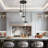 Levona 3-Light Water Hammered Glass Dimmable Kitchen Island Pendant （Matte Black）-837777514