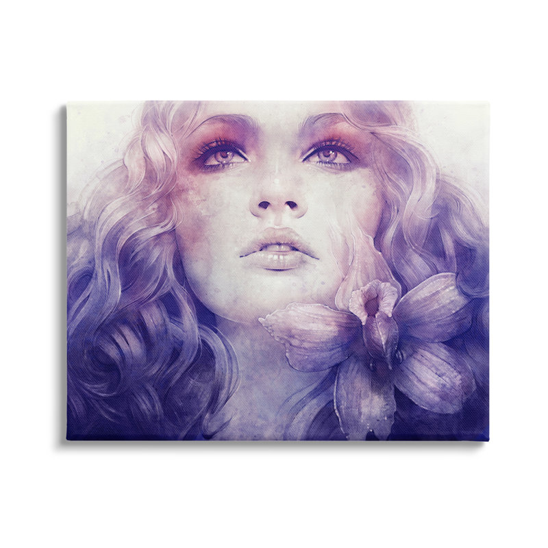 Fleur mauve vive, fleur qui coule les cheveux, L 20 po x H 20 po, Giclée encadrée blanc bord de mer