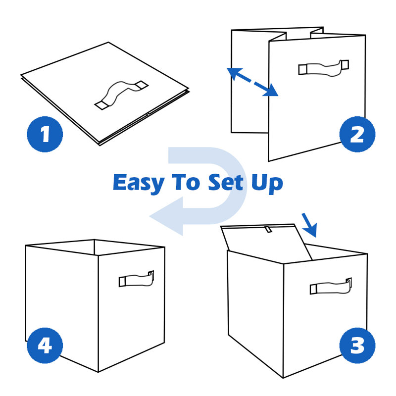 Sorbus 6 Pack 11" Foldable Fabric Storage Cube Bins with Handles, Red