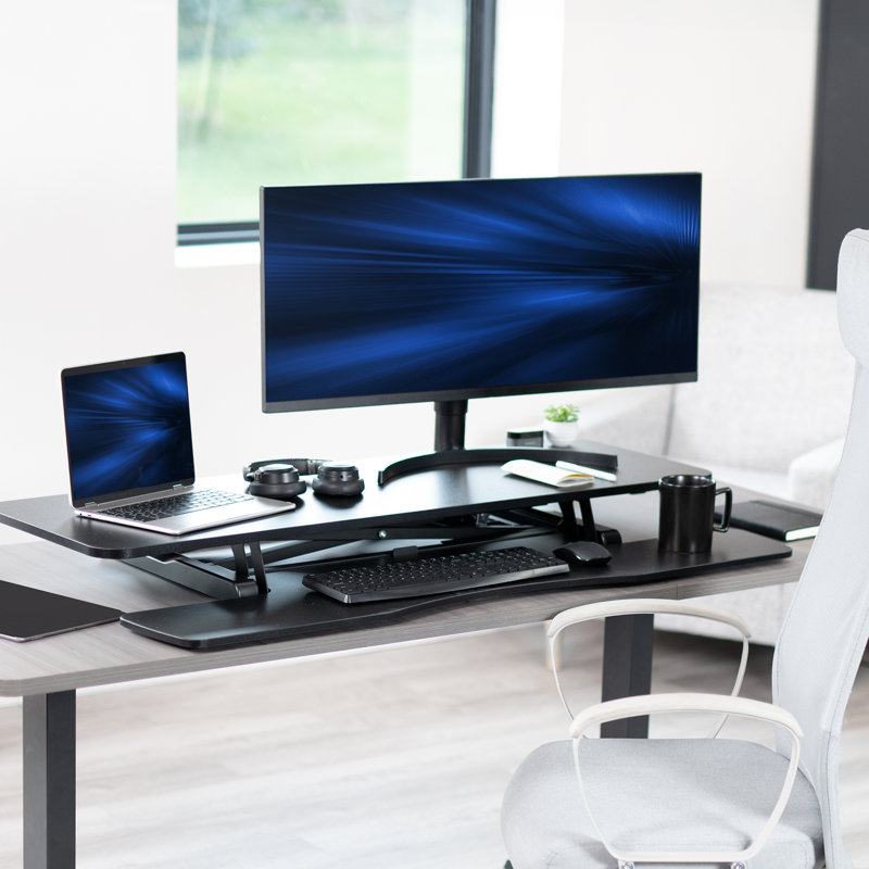 Convertisseur de bureau debout à hauteur ajustable VIVO (Série DESK-V000K), H 4,5 po x l 36 po x P 15,7 po, Noir / Noir