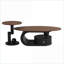 Ensemble de 2 tables basses noires gigognes - ovales et amp; Meuble de salon rond avec rangement, assemblage facile