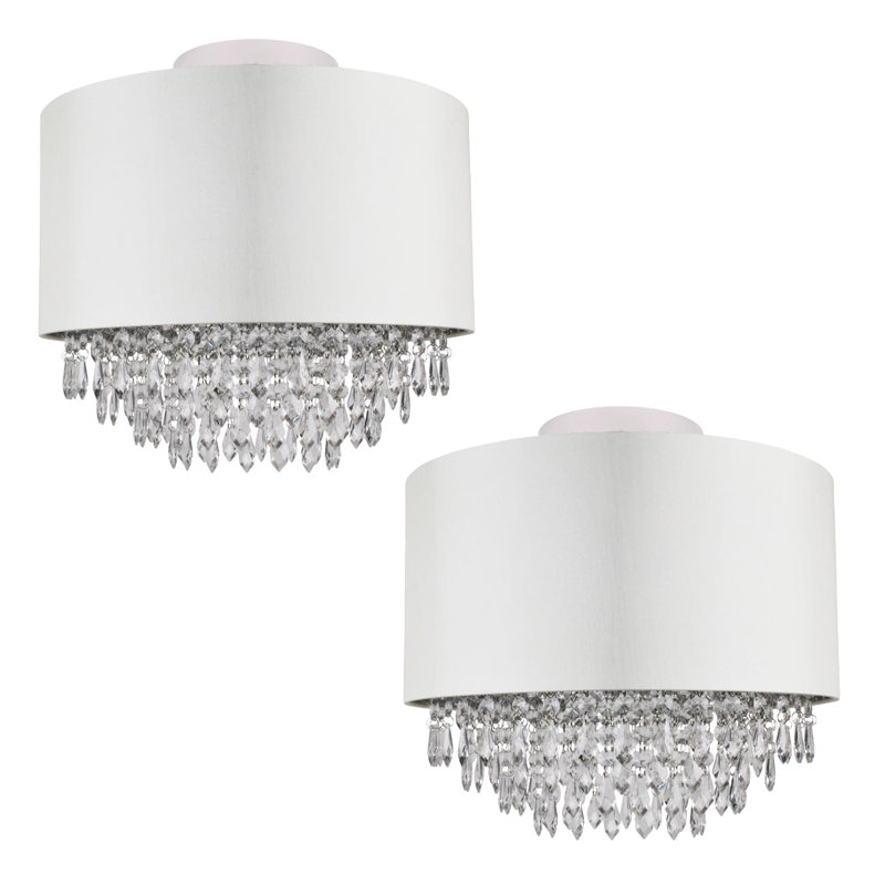 Lampley Fabric Semi Flush Mount, Cream, 20" H x 30" W x 30" D