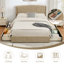 Lit plateforme tapissier avec 4 tiroirs Braya, brun clair, grand-123040030-123040027