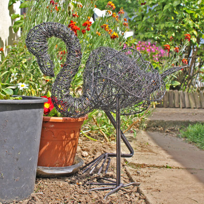 Fortside Flamingo Wire Black Sculpture