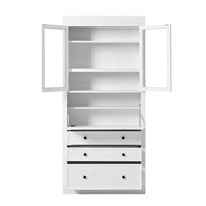 36" Freestanding Garage Storage Cabinet with Drop-Down Work Surface, Power Outlet, Drawers & Adjustable Shelves, 78" Utility Organizer