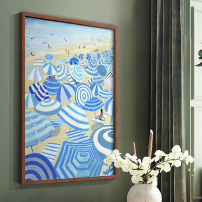 Ciel bleu plage, reproduction encadrée - bois massif