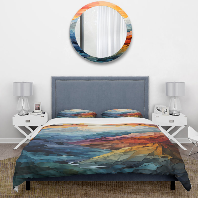 Ensemble de housse de couette Colorful Mountains Sharp Peaks III - Paysages - Microfibre de polyester