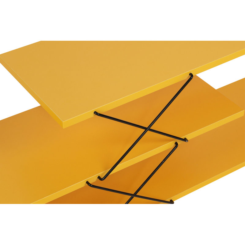 Meuble télé moderne jaune avec plusieurs tablettes, 47,2 po x 15,7 po x 15,7 po | 100% panneau de particules enduit de mélamine, 0,7 po d'épaisseur | Peut supporter jusqu'à 66,1 lb | Conception élégante et fonctionnelle pour le salon ou l'espace de divertissement