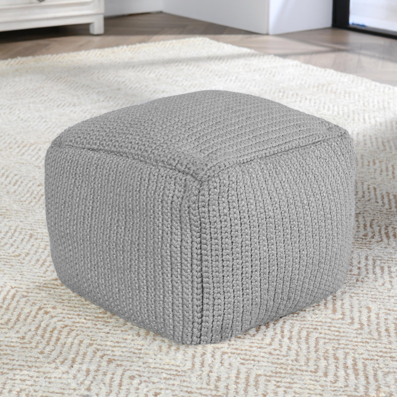 Prism 18" Wide Handwoven Square Pouf, Natural
