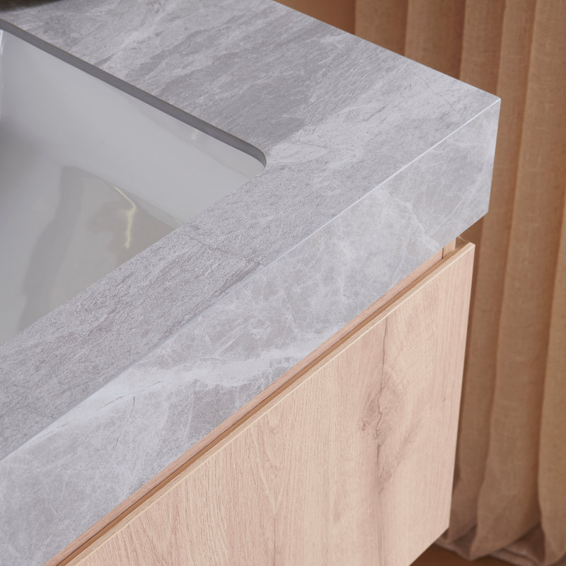 Meuble-lavabo Luxstone, Chêne blanc, 30", Gris clair