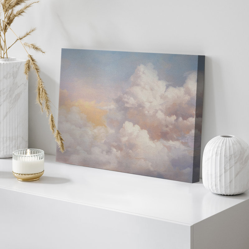 Impression sur toile Dreamy Pastel Cloudscape, doux ciel romantique pour chambre d'enfant ou chambre à coucher, Toile tendue