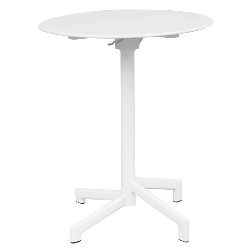 Acherman Round Metal Outdoor Dining Table , 60cm cm W 70cm cm D, White, 74cm H x 60cm L x 60cm W