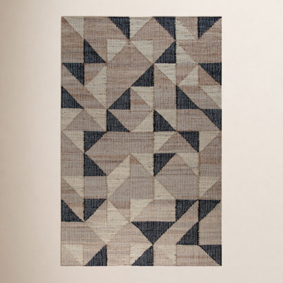 Solene Brown Charcoal Geometric Jute Rug