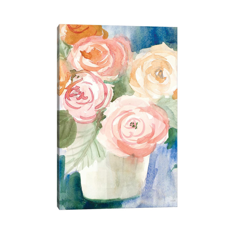 «Cherry Peony» par Lanie Loreth - peinture sur toile tendue, H 18 po x l 12 po x 1,5 po