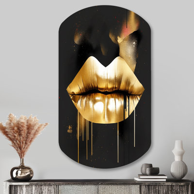Décoration murale irrégulière en métal doré Lips of Luxury II