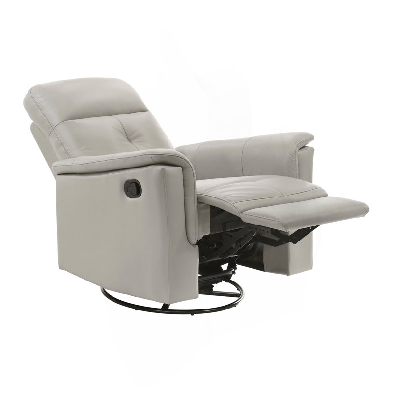 Leather Upholstered Reclining Chair Swivel Glider Motion Modern Living Room Furniture Comfort Chair 1Pc, Silver