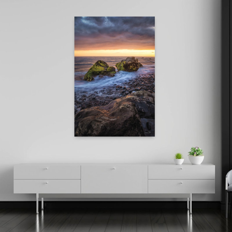 Art de paysage côtier abstrait Rock Solid, H 60 po x l 40 po