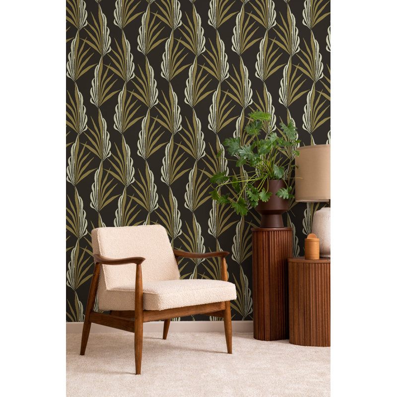 Areca Palm - Golden Black Wallpaper