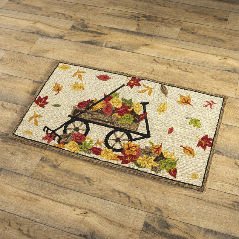 Tapis intérieur d'extérieur crocheté avec feuilles 24 po x 42 po
