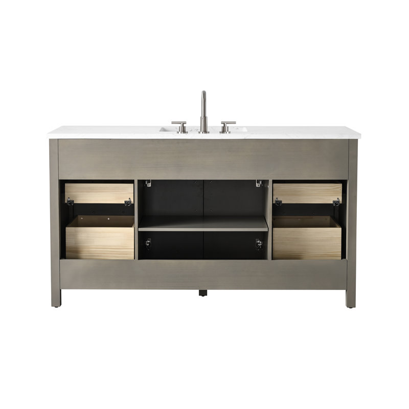 Reajean 60" Single Vanity, Heritage Gray/Brushed Nickel