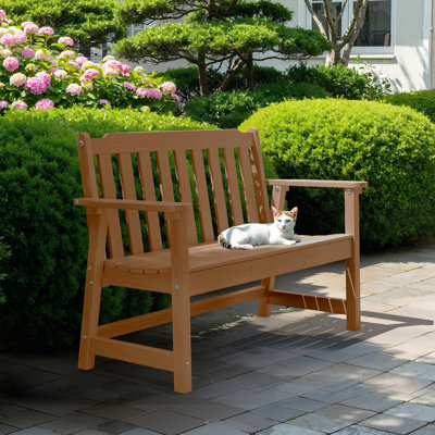 Outdoor Patio Bench Weather-HDPE Resistant Bench Premium Outdoor Garden Loveseat