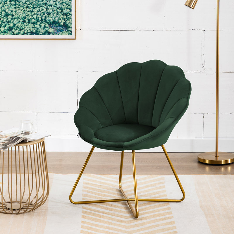 Chaise d'appoint en velours matelassée moderne, Velours vert foncé