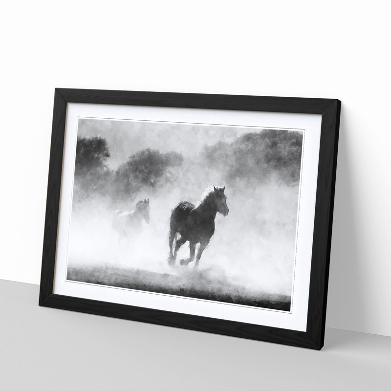 Horses - Picture Frame Painting Print, Black Framed, 24cm H x 33cm W x 2cm D