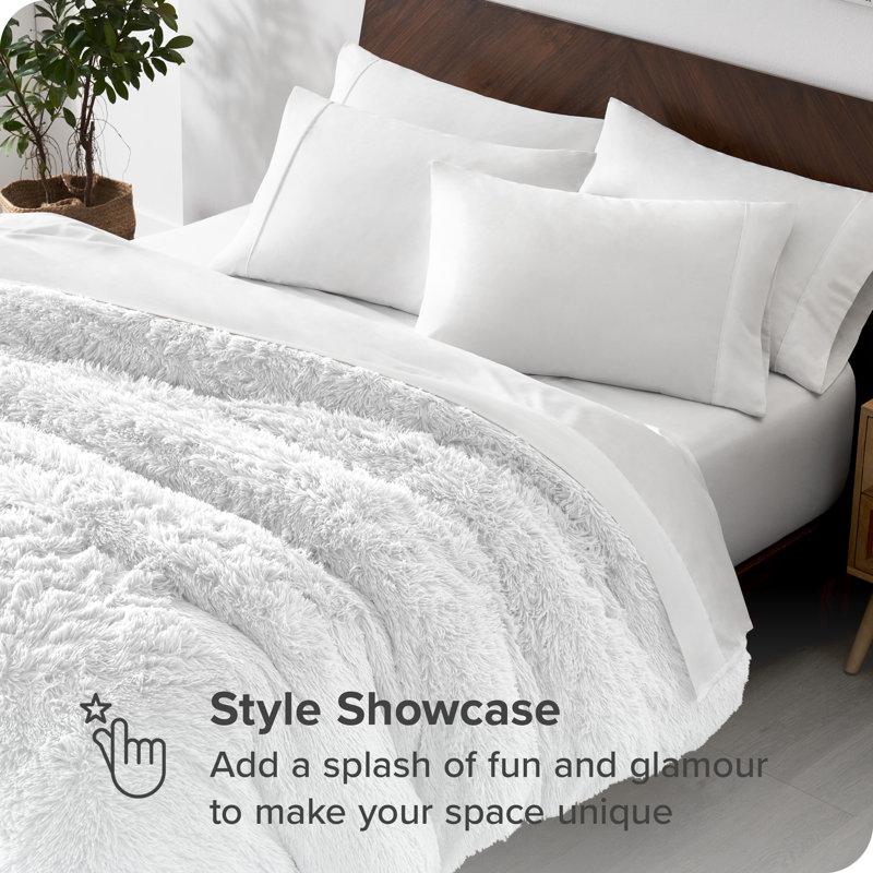 White Shaggy Faux Fur Twin/Twin XL Duvet Cover