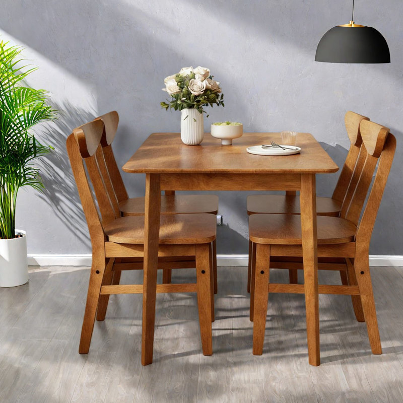 Ensemble de table de salle à manger en bois rustique 5 pièces, peu encombrant pour la cuisine