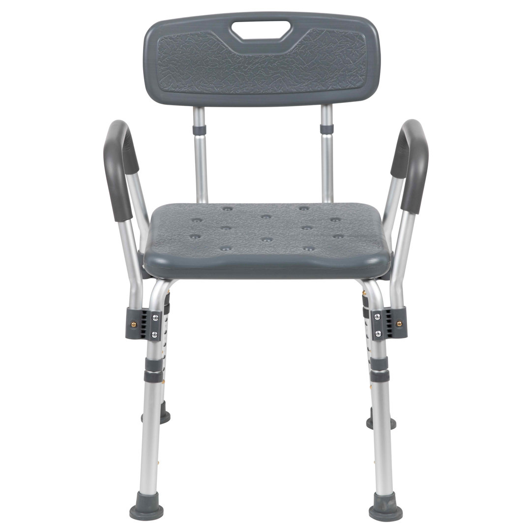 DC-HY3523L-GRY-GG Jane Aluminum Height Adjustable Bath and Shower Chair Flash Furniture