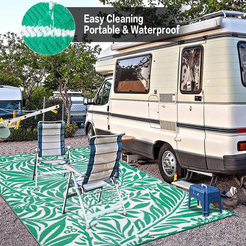 Green Botanical Outdoor Area Rug