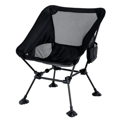 Chaise de plage pliante de camping ultralégère avec pieds antidérapants et sangles de soutien du dossier (noir - structure carrée)