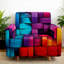 Housse de canapé extensible moderne à blocs de couleurs, protecteur de canapé en microfibre multicolore 90GSM, housse lavable pour canapés de 1 à 4 places-1435207130