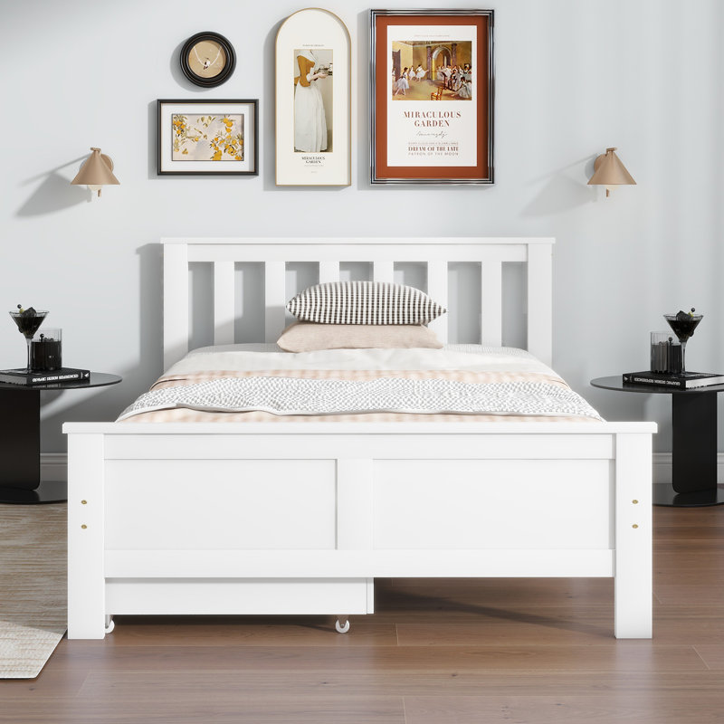 Petterson Single (3') Standard Bed Frame with Storage Included, White