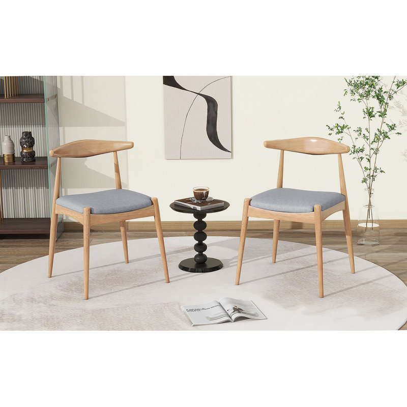 Chaises en tissu, ensemble de 2, Gris, Marron clair