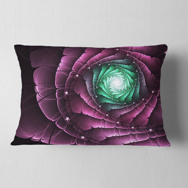 Fractale, fleur, vert, mauve, art numérique - imprimé floral