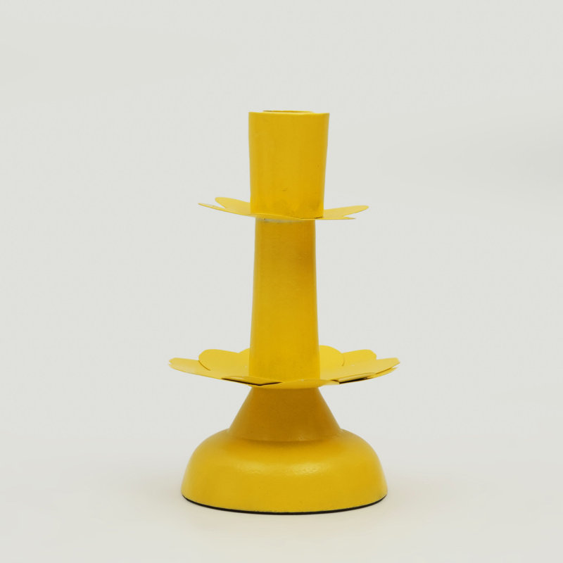  Lotus Bloom Tapered Yellow Candleholder