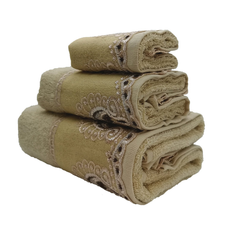 Ensemble de serviettes 100% coton 3 pièces Carli, Jaune