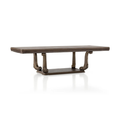 107.6" W Rustic Dining Table, Weathered Oak