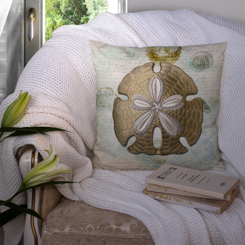 Sand Dollar Outdoor Reversible Throw Pillow, 14" H x 14" W x 4" D