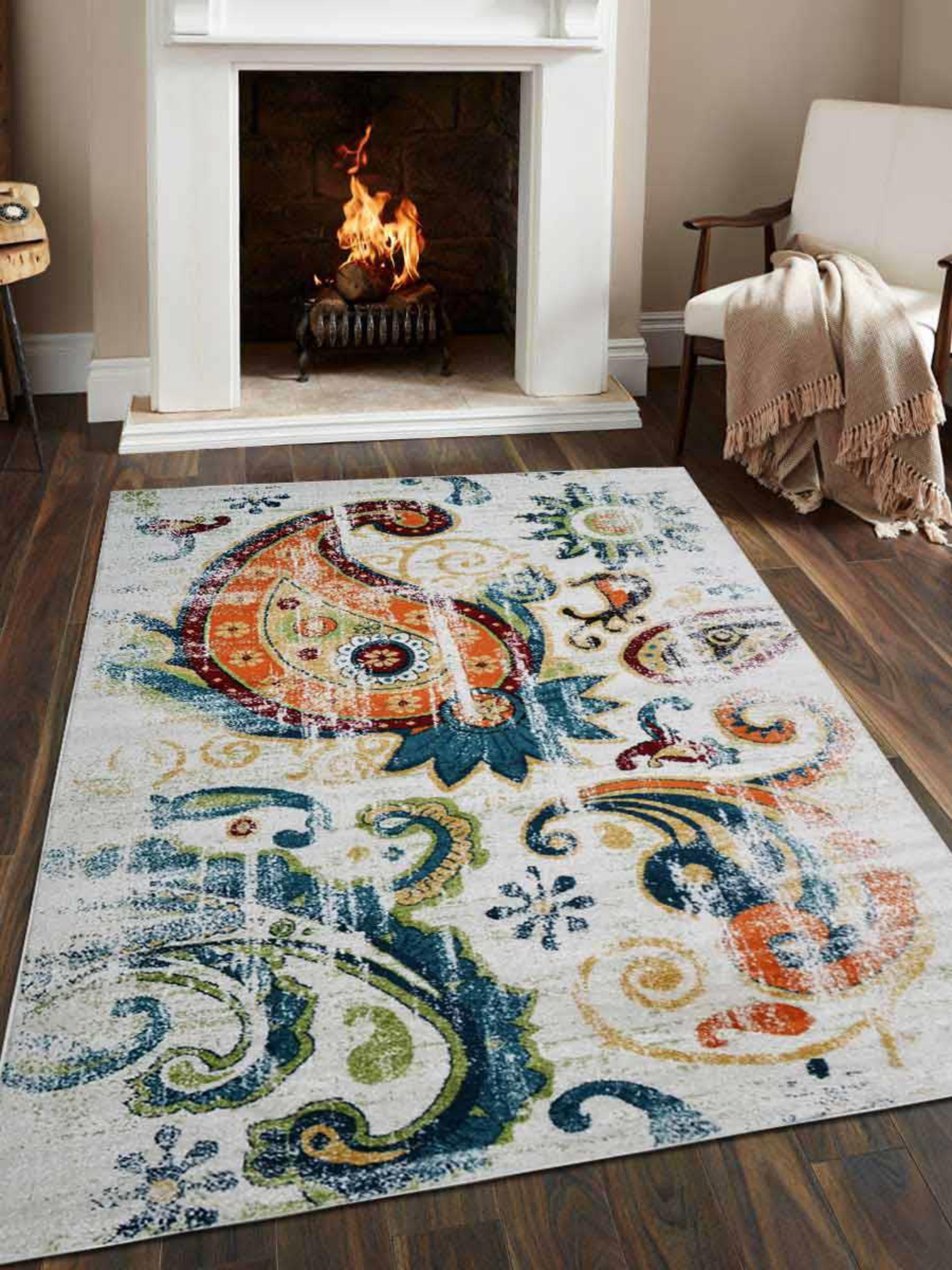 Heat Set Rugs Bungalow Rose Crayton Paisley Crayton Machine Made Heatset ...