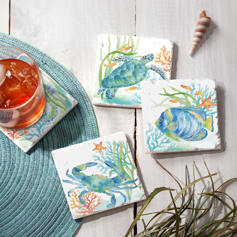 Stoneware Square 4 Piece Coaster Set