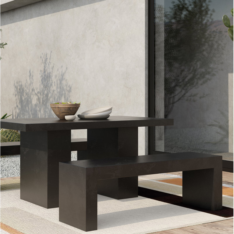 Lazarus Outdoor Dining Bench, Black