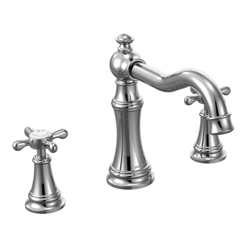 Weymouth Double Handle Deck Mounted Roman Tub Faucet Trim, Chrome