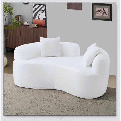 Causeuse incurvée de 66,93 pouces avec éponge à compression complète, tissu en velours de peluche, canapé compact sans assemblage pour les petits espaces et les appartements