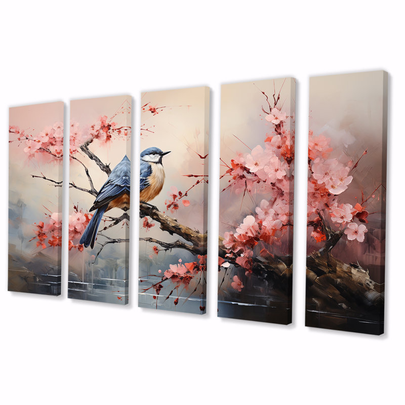 Art floral mural pour le salon, Japon, H 28 po x l 60 po