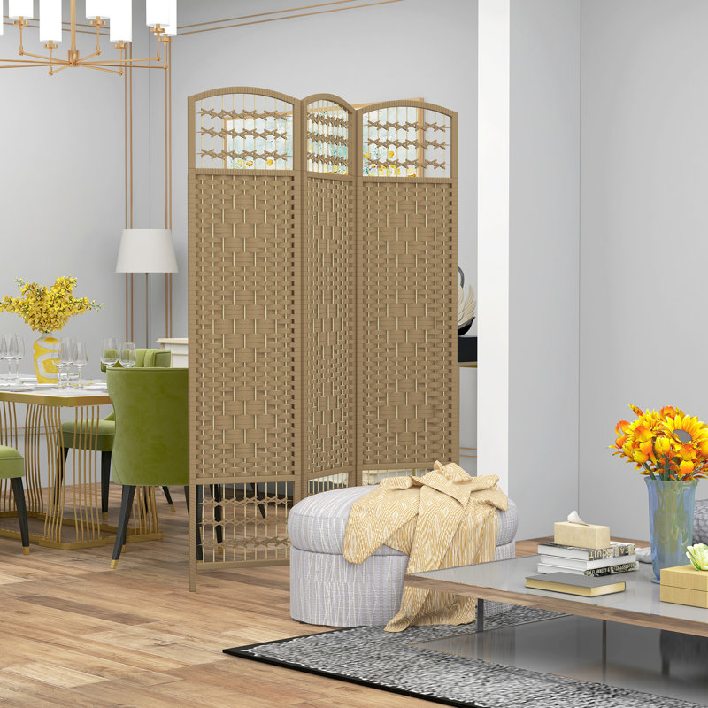 Écran d'intimité à 3 panneaux, 5,6 pi Style en bois naturel. Cloison tissée à la main pour plus d'intimité. Convient au salon, à la chambre à coucher ou au bureau à domicile. , Permet l'air et. Rangement pliable. Aucune cloison requise