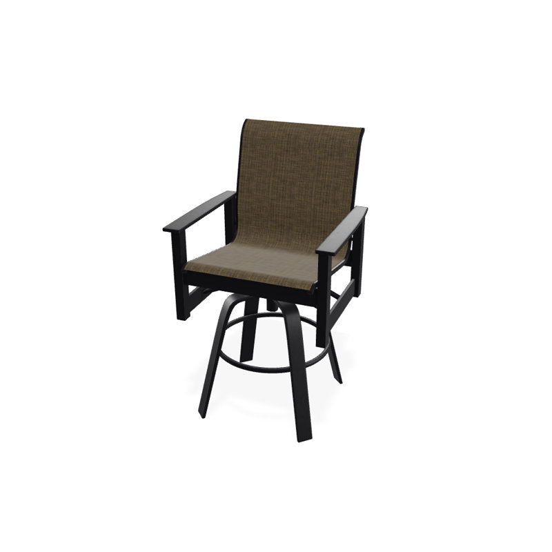 Fauteuil pivotant à hauteur de barre Leeward MGP, Beacon taupe Sunbrella®, Noir texturé
